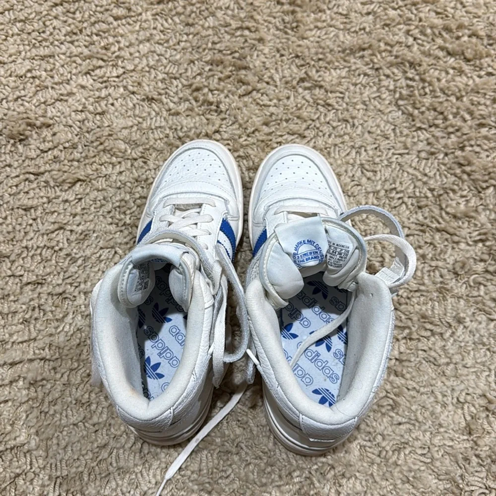 Adidas Forum Blue White Velcro Top High Top Men’s Tennis Shoes